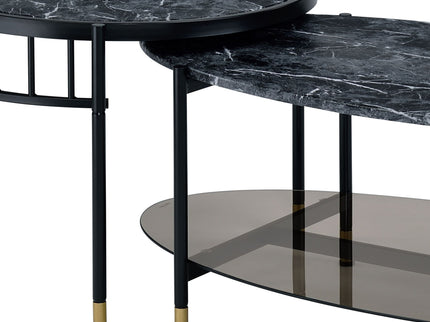 Silas - Engineered Stone Top Nesting Table - Black