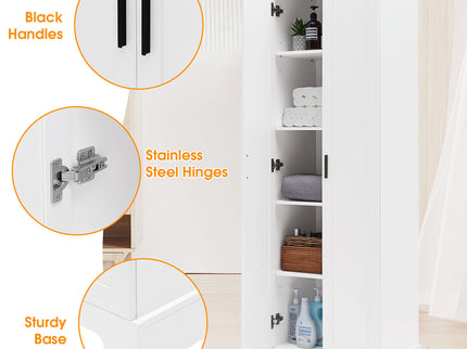 Storage Cabinet With Adjustable Shelves, 2 Doors, Rectangle Design For Bathroom