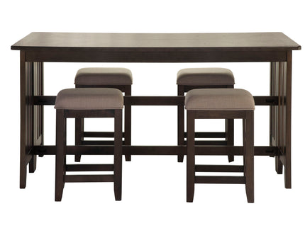 Drop Leaf Table & 4 Stools - Dark Brown