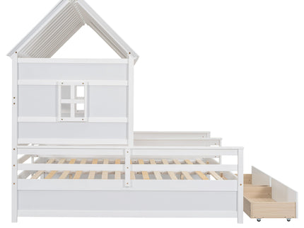 House Platform Beds With 2 Drawers, Side By Side Design