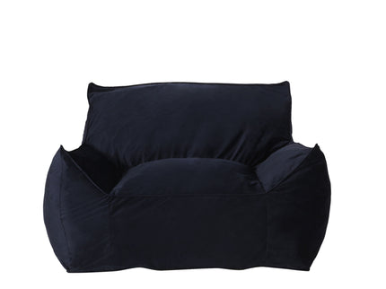 Allea - Velveteen Bean Bag Chair With Armrests - Midnight Blue