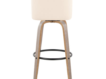 Toriano - Fixed Height Contemporary Barstool With Swivel With Round Footrest (Set of 2)