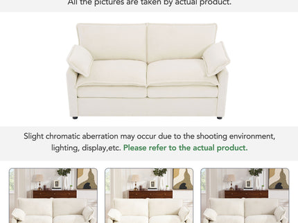 Modern Loveseat Sofa, Upholstered Couch With Side Storage Pockets
