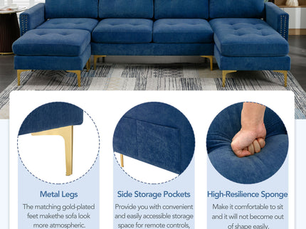 Modern L - Shape Convertible Sectional Sofa With Movable Ottoman