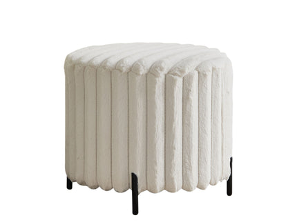 Wide Upholstered Round Pouf Ottoman Foot Rest