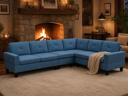 Modular L - Shaped Sectional Sofa 6 Seater 4 Piece Couch With Chaise