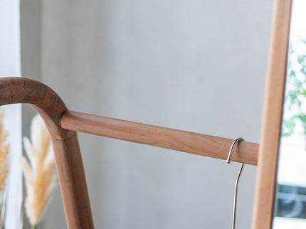 Clothes Hanger With Mirror, Large - Brown
