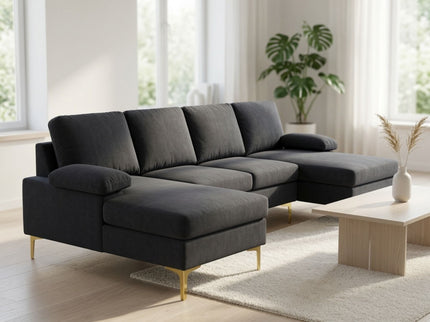 U - Shaped Sectional Sofa With Double Chaise