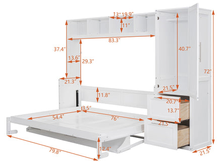 Space Saving Murphy Wall Bed With Closet And Drawers