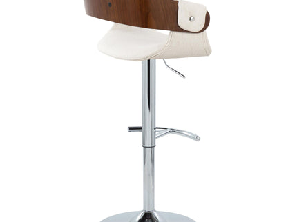 Elisa - Mid Century Modern Adjustable Barstool With Swivel With Rounded T Footrest (Set of 2)