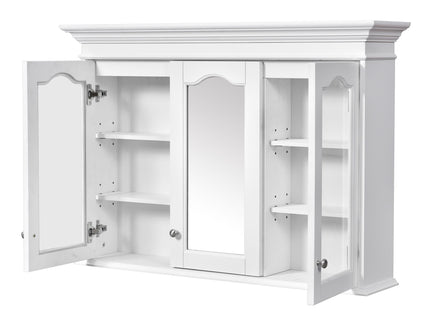 Medicine Cabinet With Mirror Door And Adjustable Shelves, Wall-Mounted Bathroom Storage Cabinet - White