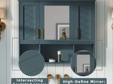 Modern Wall Mounted Medicine Cabinet With Adjustable Shelves, Soft Close Doors, High Define Mirror