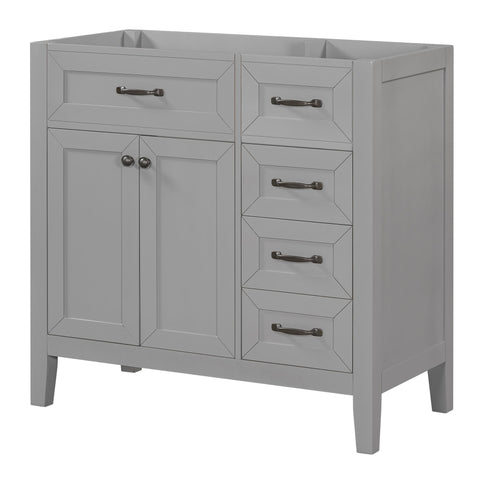 Modern Bathroom Vanity Base Only, 2 Doors And 3 Drawers