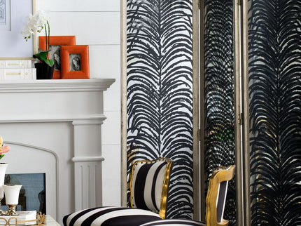 Room Divider, Herero 4 Panel Decorative Screen - Black