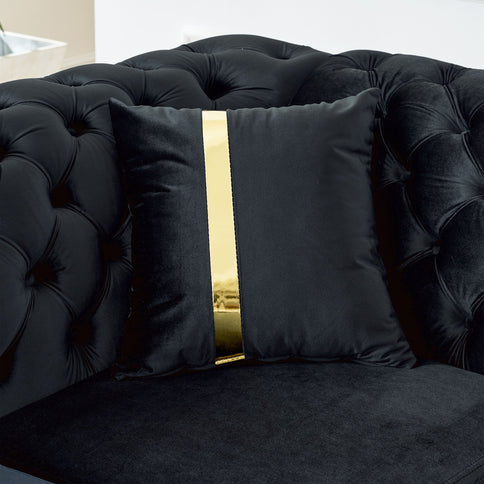 L Shaped Chesterfield Sectional Sofa With Stainless Steel Accents