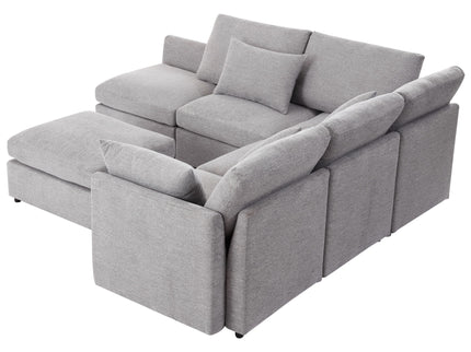 Sectional Sofa Modular U-Shaped With Ottoman & USB Ports