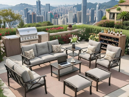 Patio Furniture Set With Coffee Table And Cushions For Backyard