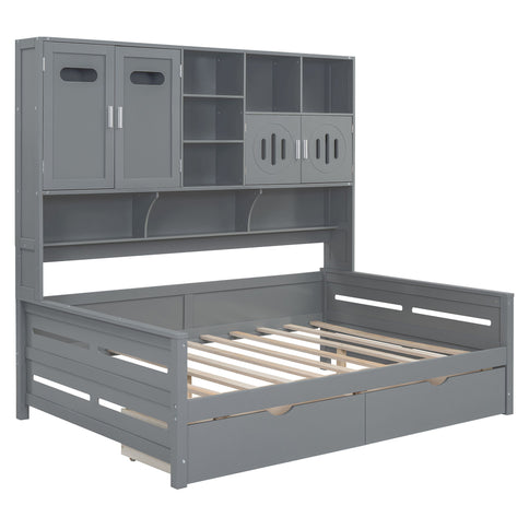 Daybed With All-In-One Cabinet And Shelf