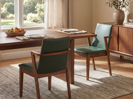 Dining Chairs (Set of 2) - Green / Walnut