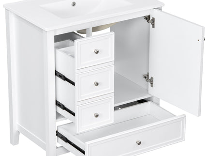 Modern Bathroom Vanity With Sink, 1 Cabinet & 3 Drawers