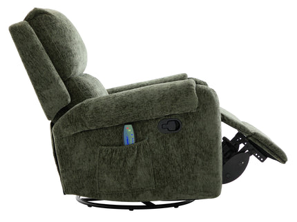 Manual Recliner Massage Chair With Swivel Rocker, 8 Massage Modes, Side Storage Pocket