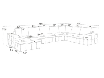 Large Square Arms Modular Sectional