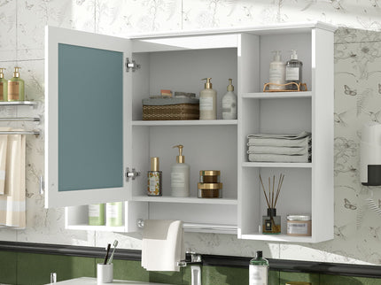 3 In 1 Modern Bathroom Mirror Cabinet With Adjustable Shelf, Soft Close Door, High Definition Mirror & Towel Bar