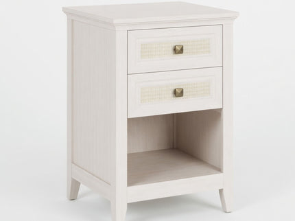 Nightstand With 2 Drawers & Shelf - White