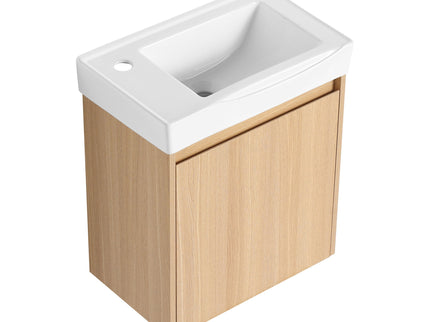 Modern Bathroom Vanity With Ceramic Basin, Wall Mounted Floating Sink Combo, Storage Cabinet