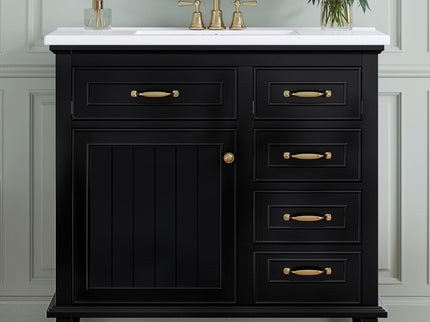 Modern Bathroom Vanity With Sink Top, Flip Drawers, Adjustable Shelf