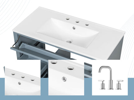 Bathroom Vanity With Sink, 3 Drawers & Cabinet With Adjustable Shelves