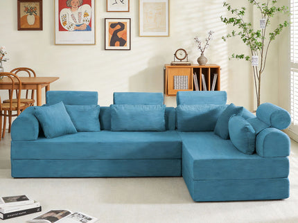 Modern L-Shape Modular Sectional Sofa, Compressed Design