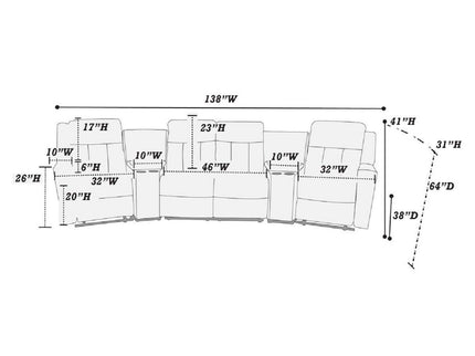 Reclining Sectional Sofa Set With Console Cup Holders USB Ports And Track Arms