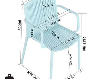 4 Modern Stackable Plastic Armchair Matched With Round Table