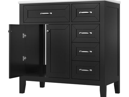 Modern Bathroom Vanity With Sink, Freestanding Design With Drawers And Doors