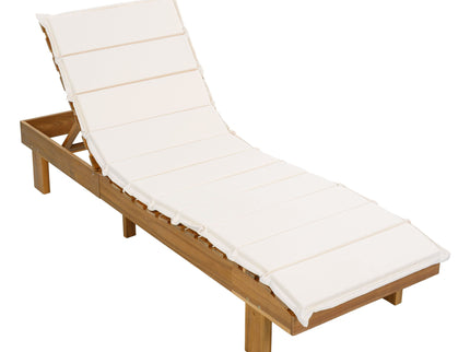Chaise Lounge With Multi Fold Cushion, 3 Position Adjustable Backrest For Patio - Beige / Teak