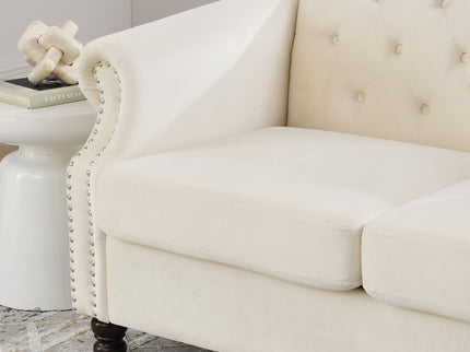 2 Seater Chesterfield Sofa With Rolled Arms And Nailhead Trim For Living Room
