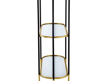 3 Tier Metal Console Table, Mirrored Shelf - Golden Black