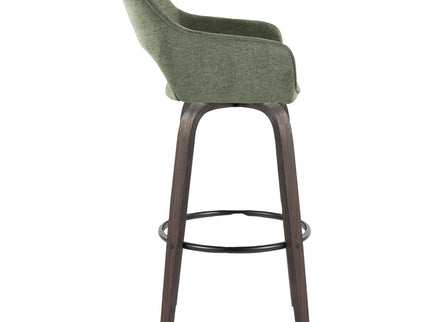 Mustang - Contemporary Fixed Height Barstool With Swivel With Round Footrest (Set of 2)