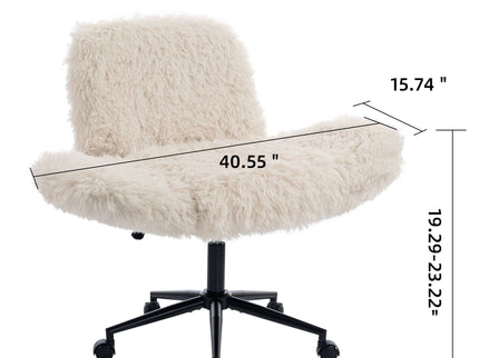 Swivel Chair With Adjustable Armrests And Wheels For Home Office - Beige