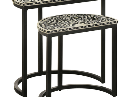 Allura - 2 Piece Demilune Nesting Table Set - Black