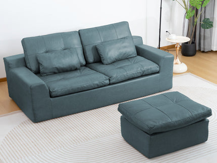 L - Shaped Modular 2 Seater Sofa With Movable Ottoman And High Density Sponge Cushions For Living Room