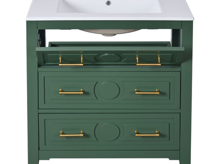 Retro Bathroom Vanity With Sink Combo, Free Standing Single Set With 3 Drawers