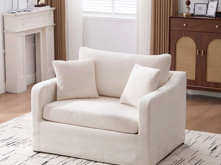 Farmhouse Accent Chair With 2 Bolster Pillows