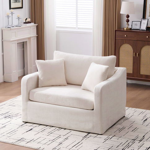 Farmhouse Accent Chair With 2 Bolster Pillows