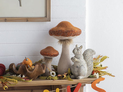 Mushroom Holiday Ornament, For Harvest Festival Fall Festival & Thanksgiving Table Decorations (Set of 2) - Beige / Orange