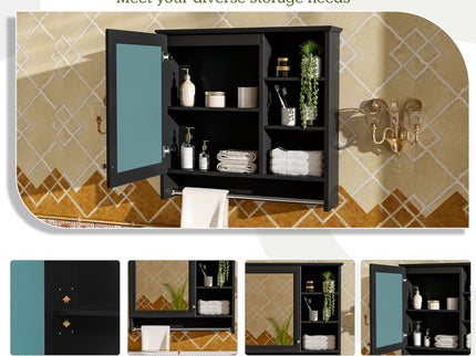 Wall Mount 2 In 1 Mirror Cabinet With Adjustable Shelf, Soft-Closing Hinges