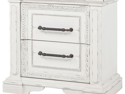 2 Drawer Nightstand With Dual USB Charging Ports - Vintage