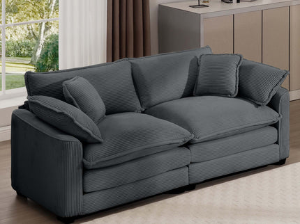 Modern 2 Seater With 4 Pillows, Upholstered Deep Seating Loveseat