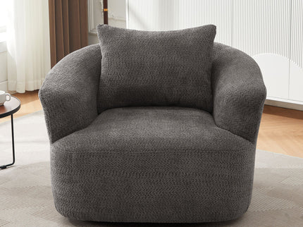 360° Swivel Barrel Sofa Chair With Throw Pillow, Upholstered Accent Chair